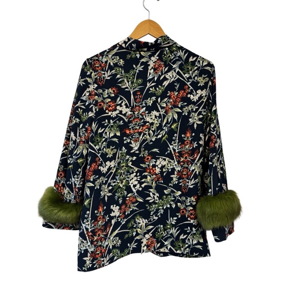 Zara TRF Floral Faux Fur Cuff Blazer - Picture 4 of 15